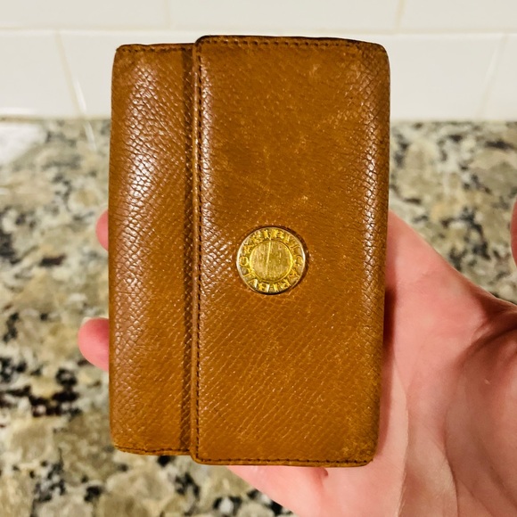 BULGARI Tan Leather Key Ring Wallet 💯 AUTHENTIC - Picture 2 of 14